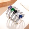 Huitan Delicate Shining Finger Ring Female Wedding Band Bright White/Black/Blue/Green/Purple Zirconia Jewelry for Engagement