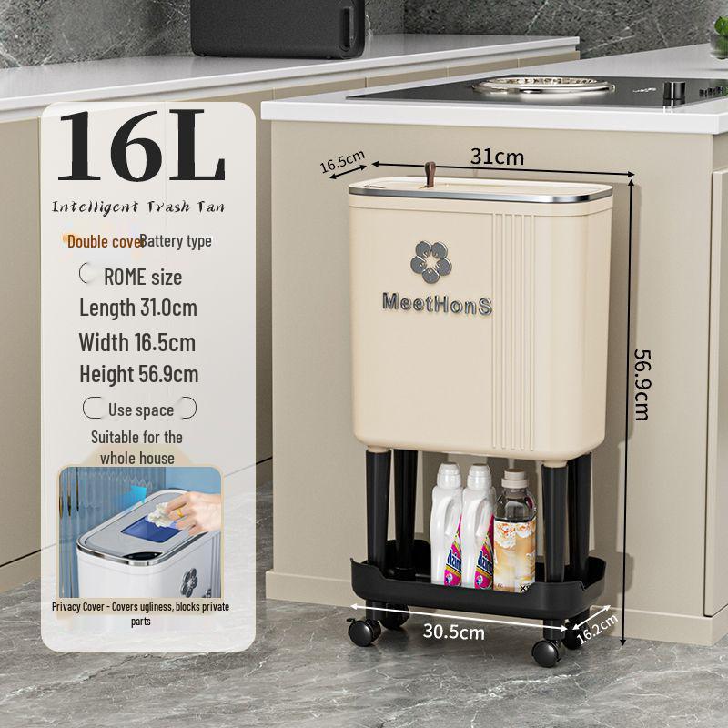 Large Smart Sensor Trash Can with Lid for Kitchen, Living Room, Office, and Bathroom - High-Leg Design & Large Capacity