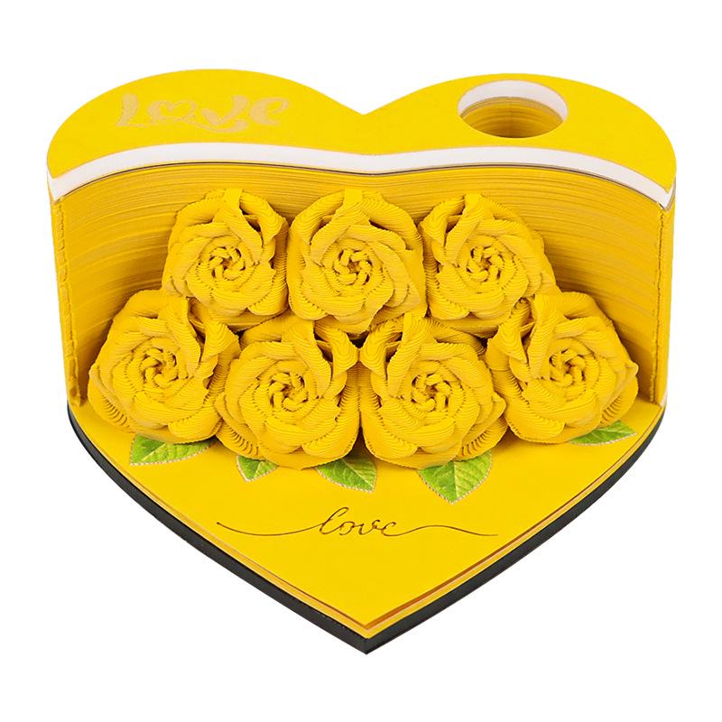 3D Rose Story Sticky Note Pad - Creative Qixi Valentine s & Birthday Gift for Girls жёлтый