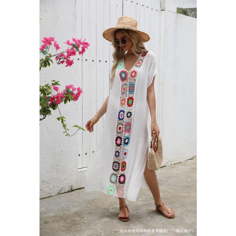 Hand Hook Dress, Slit Sexy Long Skirt, Long Robe, Beach Cover Skirt
