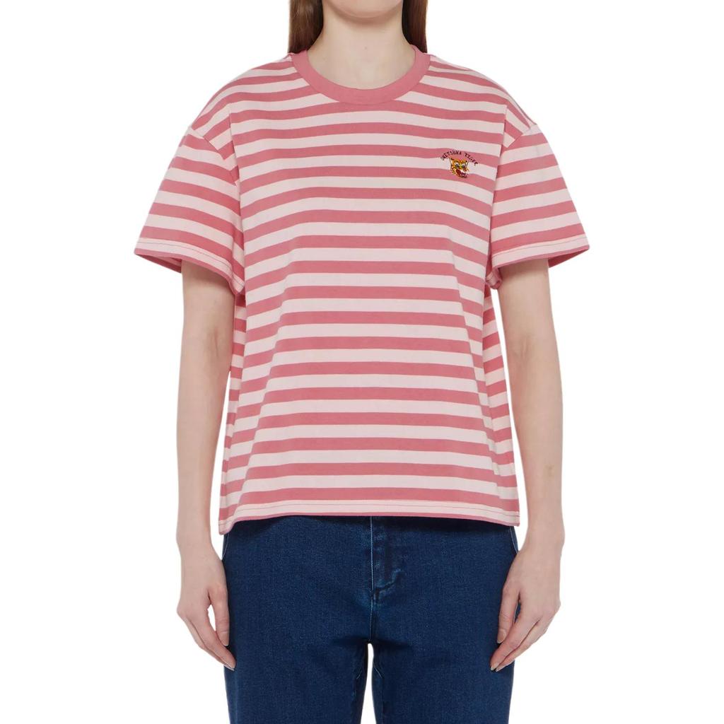 Onitsuka Tiger Ws Ss Tee Comfortable Simple Fashionable Versatile Striped Short Sleeve T-Shirt Women Tops Pink Light-Pink 2182B391-700