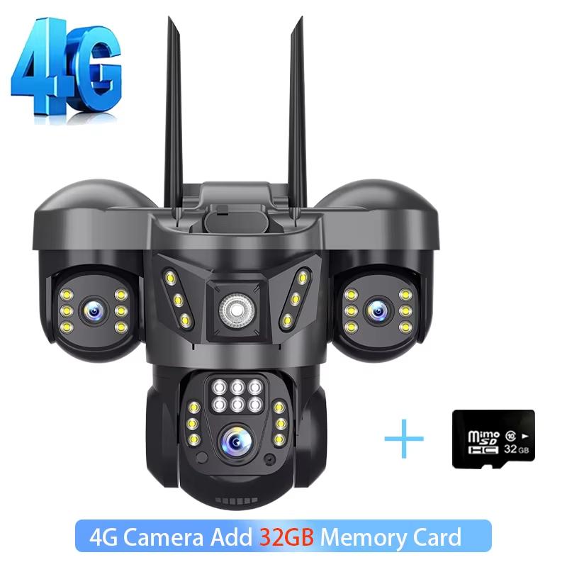 LS VISION 12MP Tříobjektivová 4G SIM IP kamera Venkovní Detekce osob WiFi Dohledové kamery 6K Bezpečnostní ochrana Video monitor V380 Pro