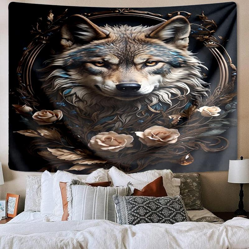 Wolf In The Garden Tapestry Room Decoration Wall Hanging for Living Room Bedroom, Dormitory, Birthday and Christmas Gifts