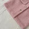 2025 New: Toddler French Chic Pink Wool Coat with White Fur Collar
