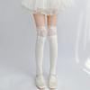 1pairs White Lace Lace Tied Ribbon Velvet Over Knee Socks Lolita Cute Sweet Calf Socks Women's Mid-Leg Kawai Thigh High Socks