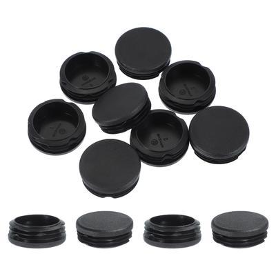 PATIKIL 1-3/4" Plastic Tube End Caps, 10 Pieces Round Hole Plug Inserts for Round Iron Pipe Chair Legs, Tables, Bookcases, and Patio Furniture, Black