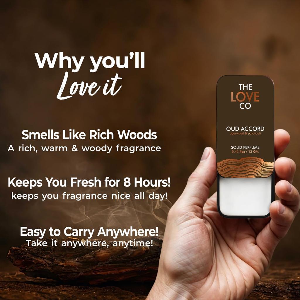 Oud Accord Solid Perfume for Men & Women | Long-Lasting Fragrance Balm | Alcohol-Free, Travel-Friendly, Pocket Perfume Stick | Luxury Scent - 12gm