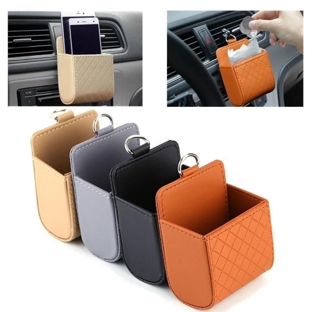Universelle Auto Handy Tasche PU Leder Auto Auto Auslass Lüftungsschlitz Müllbehälter Handyhalter Tasche Beutel