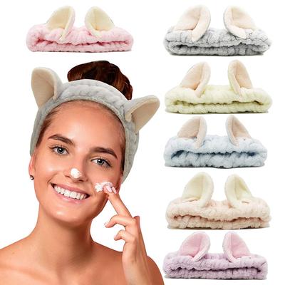 Simpatiche fasce per orecchie di gatto per donne e ragazze, fascia per spa viso, pile di corallo, trucco cosmetico, fasce per capelli, lavaggio viso, fascia per capelli, cura della pelle, accessori per capelli