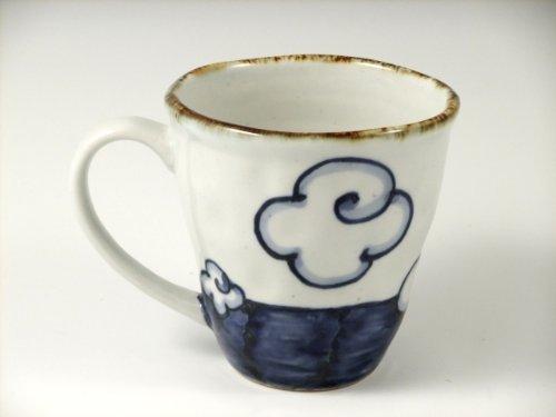 Arita Hasami Ware Shoho Kiln Blue Fuji and Red Fuji Pair Mugs 18643