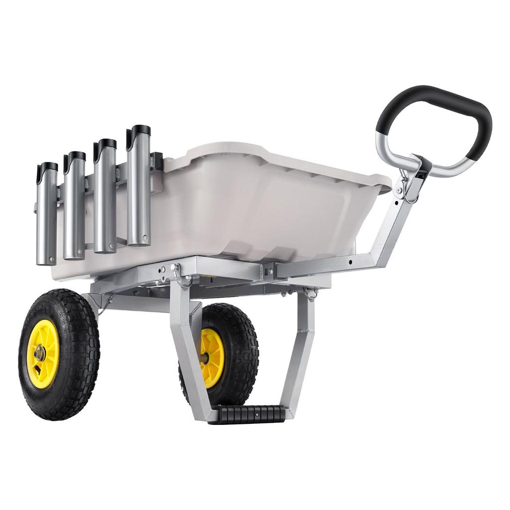 VEVOR Beach Fishing Cart, 90.7 kg Load Capacity, Fishing Cart with Poly Bed, Heavy-Duty Aluminum Alloy Frame, 330 mm All-Terrain Tires, 8 Rod Holders