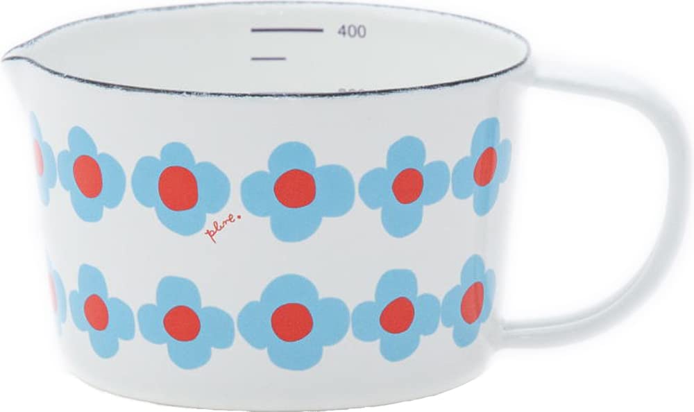 

Yutaka Horo Tamahashi Enamel Measuring Made in Prune OHANA Cup, 450ml, Japan, White, MC-604
