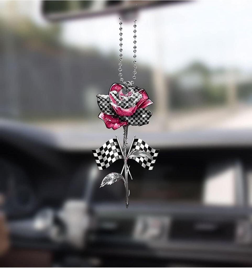 Vintage Skull Style Flower Car Ornament Acrylic Hanging Decoration For Halloween