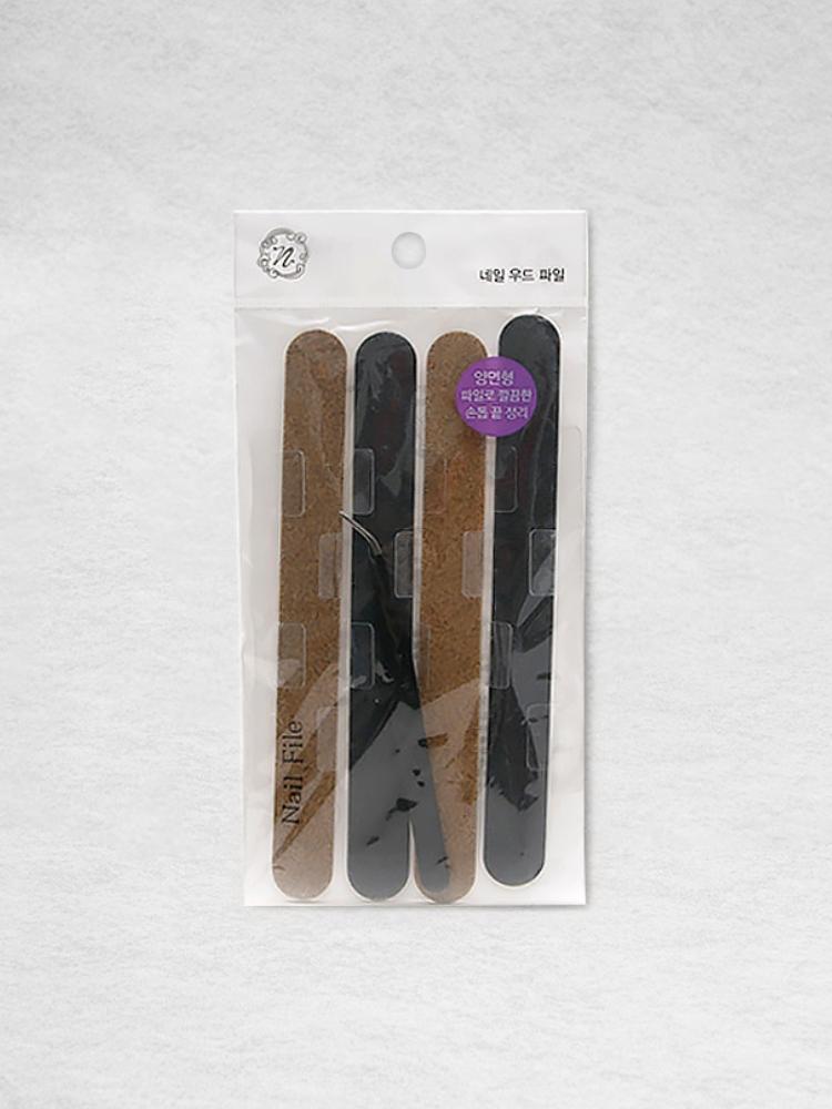 4-Pack Wooden Nail Files for Manicure & Pedicure 1ea