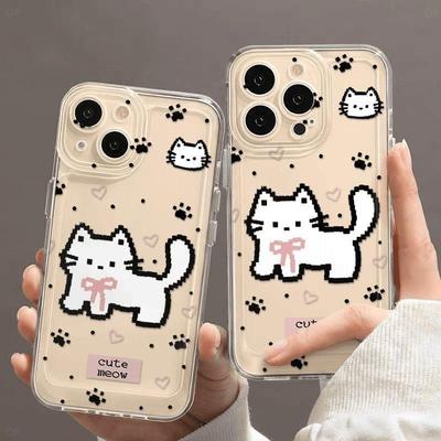 Cute Cartoon Kitten for IPhone 17 11 12 13 14 15 16 Pro Max IPhone 16 15 14 Plus Phone Case Soft Shock Proof Transparent Cover