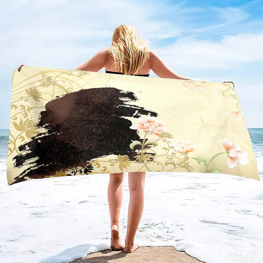 Microfiber Beach Towels Quick Drying Towels,Ink Painting Art Absorbent Sand Free Swim Pool Beach Towel Blanket for Travelling