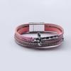 Bohemian Multi-Layer Leather Cross Bracelet with Rhinestones for Women