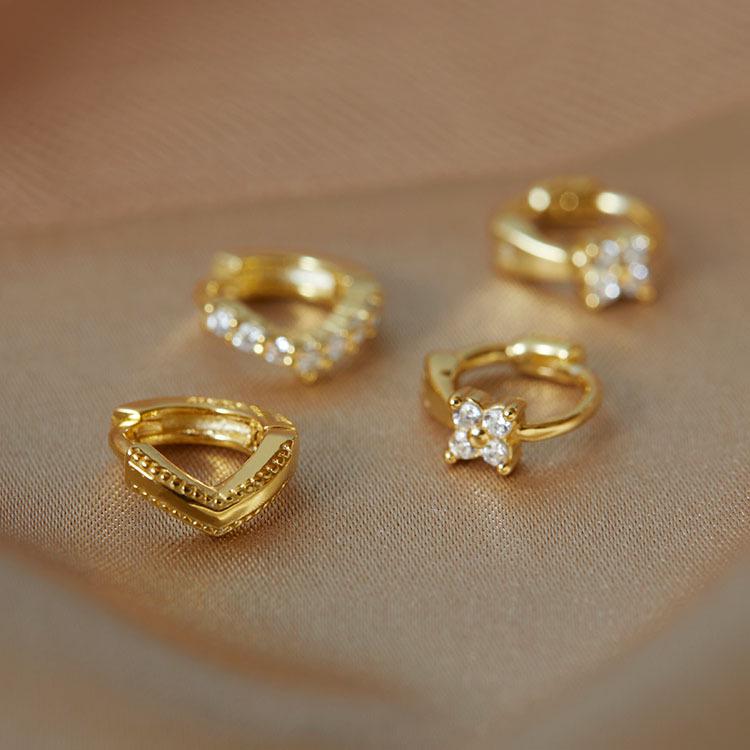 18k Silver Ear Cuffs & Cartilage Studs: Korean Style Women's Earrings