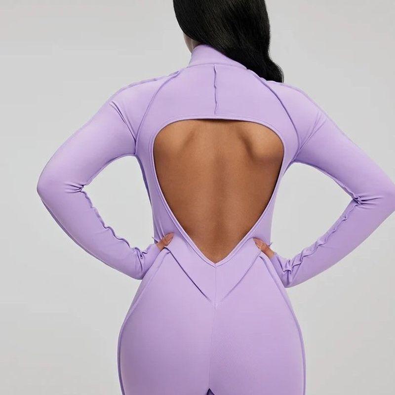 BetterMe Same Style Sexy Silm Jumpsuit Long Sleeves Zipper Tight Jumpsuit One-Piece Fitness Suit with Chest Pad