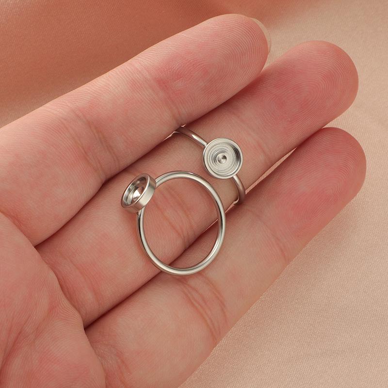 Stainless Steel 17mm Ring Base for DIY Diamonds - Adjustable Round Setting