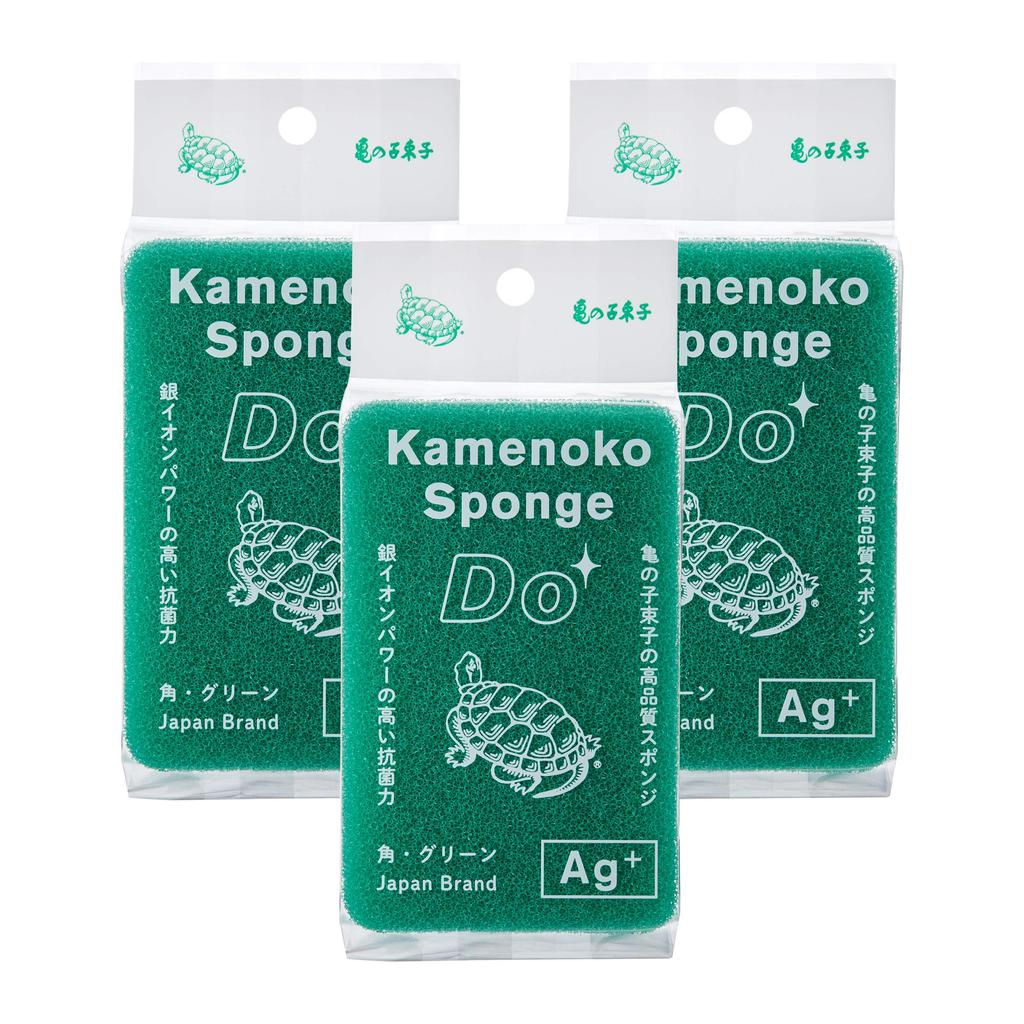 Kamenoko Tsubushi Nishio Shoten Kamenoko Sponge Do Square Green Set of 3