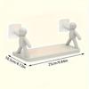 2pcs Cute White Small Men Wall-mounted Storage Rack - No Drilling Required, Very Suitable for Bathroom and Kitchen Organization, Cosmetic Storage