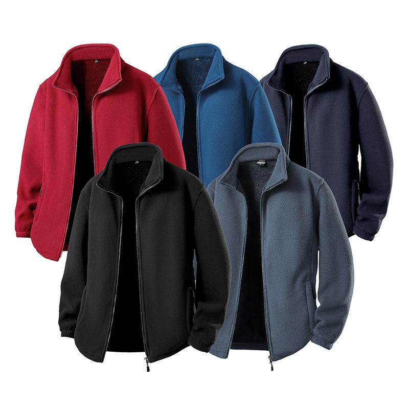 Fuzzy Sherpa Jacket for Men Casual Full Zip Stand Collar Fall Winter Warm Outwear Polar Fleece Jackets Men's Outdoor Hiking Soft Coat With Pockets