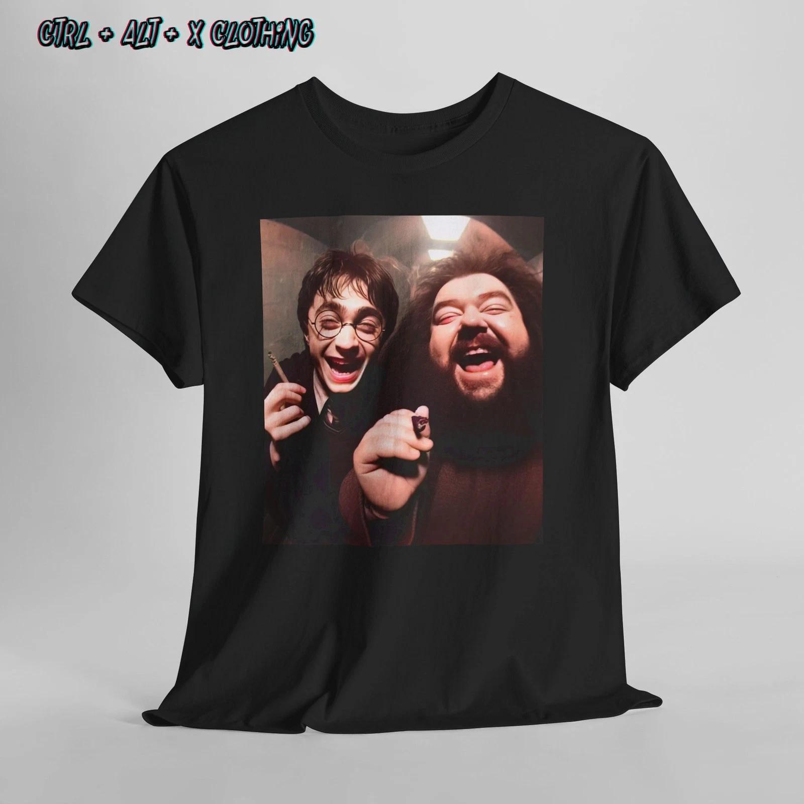 Harry Potter Hagrid Smoking Unisex Tee, Wizard Friends Graphic Shirt S