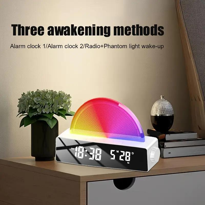 Digital Vekkerklokke RGB LED Digitale Klokker Fargerike Klokker Med Atmosfære Nattlys for Hjemmekontor Beste Gaver