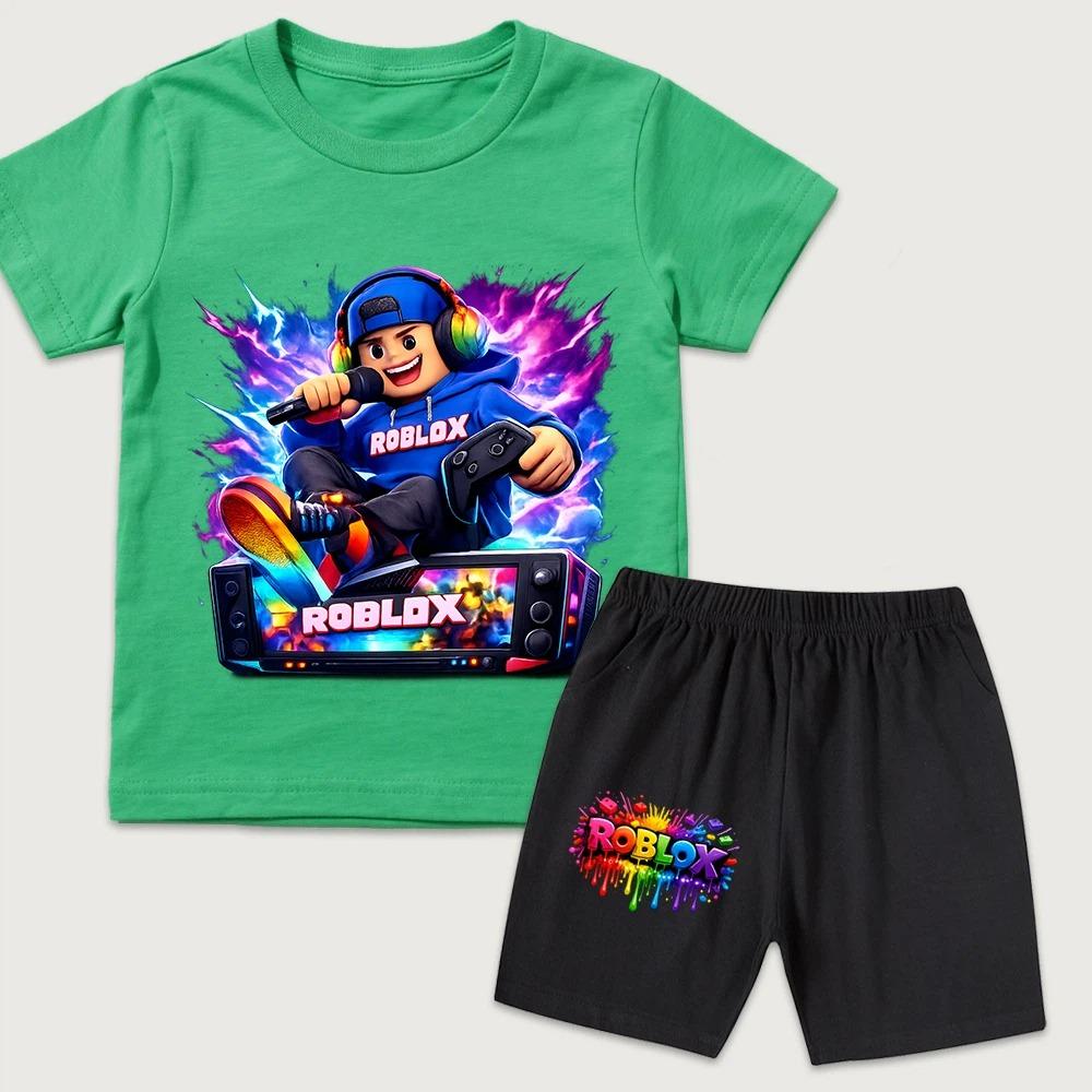 Fashion Funny Cartoon Game Character Printed Women's T-shirt and Shorts 2 Piece Set Summer Casual Outfit for Men's and Women's Clothing