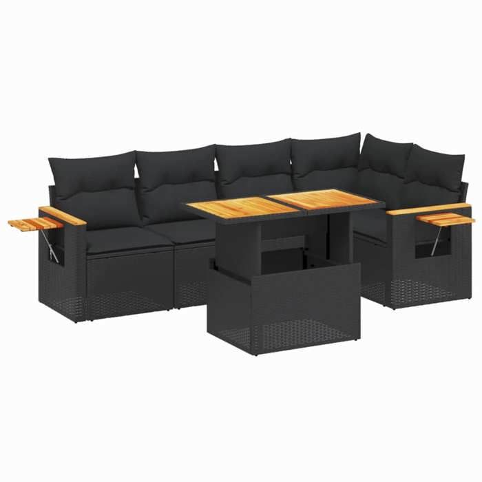 VidaXL Garden Lounge Set with Cushions 6 Pcs, Patio Sofas, Patio Furniture Set, Outdoor Furniture, Black 3273505