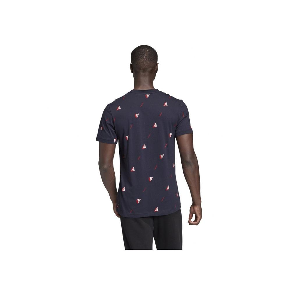 Adidas Mhe Aop All Over Print Comfortable Crew Neck Short Sleeve T-Shirt Men Tops Navy-Blue FQ6214