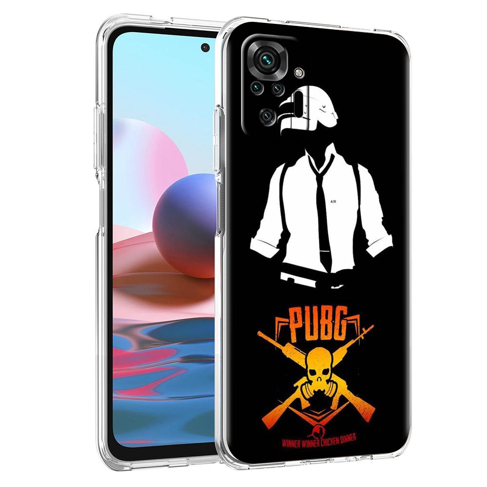 Game PUBG Phone Case Cover for Redmi Note 10 11 12 7 8 8T 9 K40 Gaming 9A 9C Pro Plus Transparent Silicone Shell Coque Capas Bag