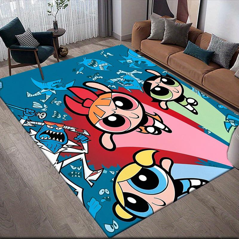 The Powerpuff Girls Illustrations Anti-slip Rug, Rectangular Carpet for Living Room, Bedroom and Sofa Zone