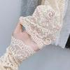 Women Summer Ice Silk Lace Arm Sleeve Elastic Sleeve Driving Gloves Black White Long Fingerless Mittens Sunscreen Glove