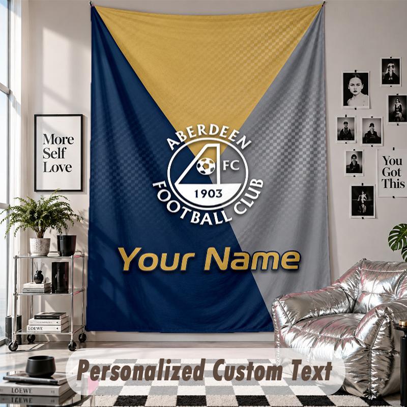 Custom Tapestry Wall Hanging, Aberdeen FC Personalized Name Text Home Wall Decor