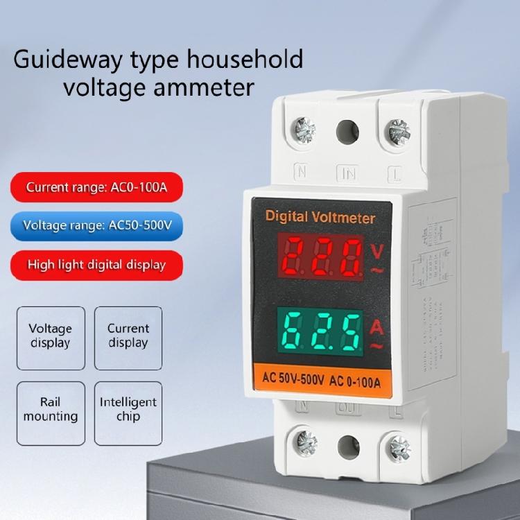 Rail Mount Voltages & Current Meter with High Brightness LED Power Consumption Analyzers Device for Clear Readings