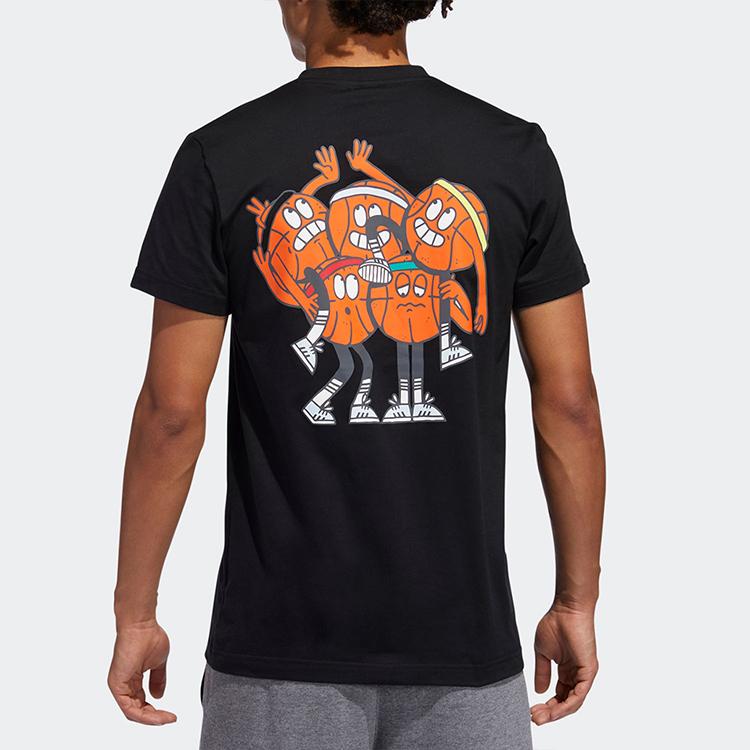 Adidas Lil Stripe Team Basketball Sports Short Sleeve T-Shirt Men Tops Black GL5591