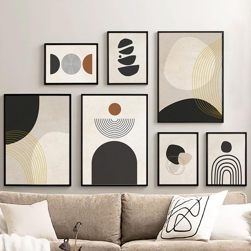 Sun Rainbow Geometry Minimalist Abstract Posters Prints Wall Art Canvas Painting Hotel Bar Wall Pictures For Living Room Decor