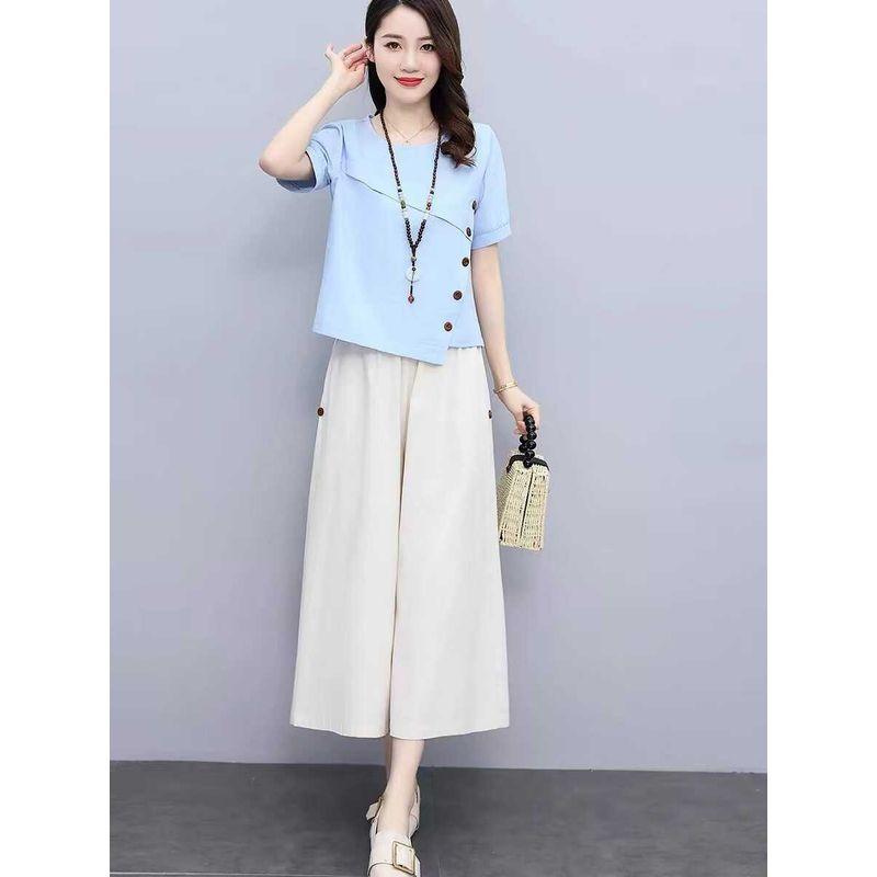 

Убытки Специальное предложение Распродажа Распродажа Женская одежда больших размеров Костюм интернет-знаменитости Летний Свободный Повседневный С коротким рукавом Свободные брюки Комплект из двух предметов Blue M [Suggested 40.00 kg-50.00 kg]]