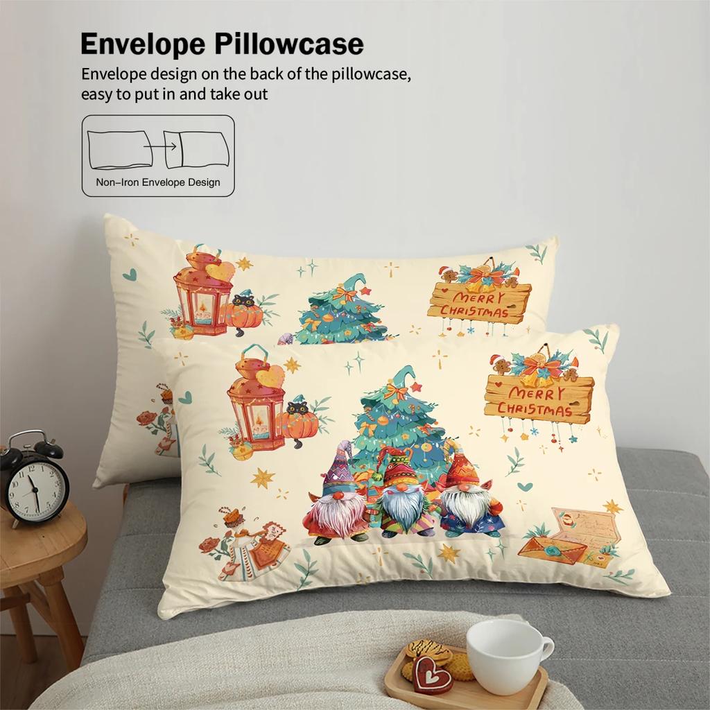 3pcs Merry Christmas Bedding Set Print Coreless Soft  Duvet Cover and Comfortable Multi Size Bedrooms Dormitory Machine Washable