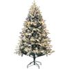 180cm Artificial Christmas Tree with 793 Branches, LED Lights and Snow-Covered Branches, Green