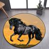 3D Running Horses Round Carpet Non-slip Mat Luxury Wild Horse Area Rug for Game Room Bedroom Decoration
