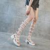 Fashion Long Roman open toed cool boots for women in the summer of 2025 featuring slim and high-heeled back zipper women's shoes