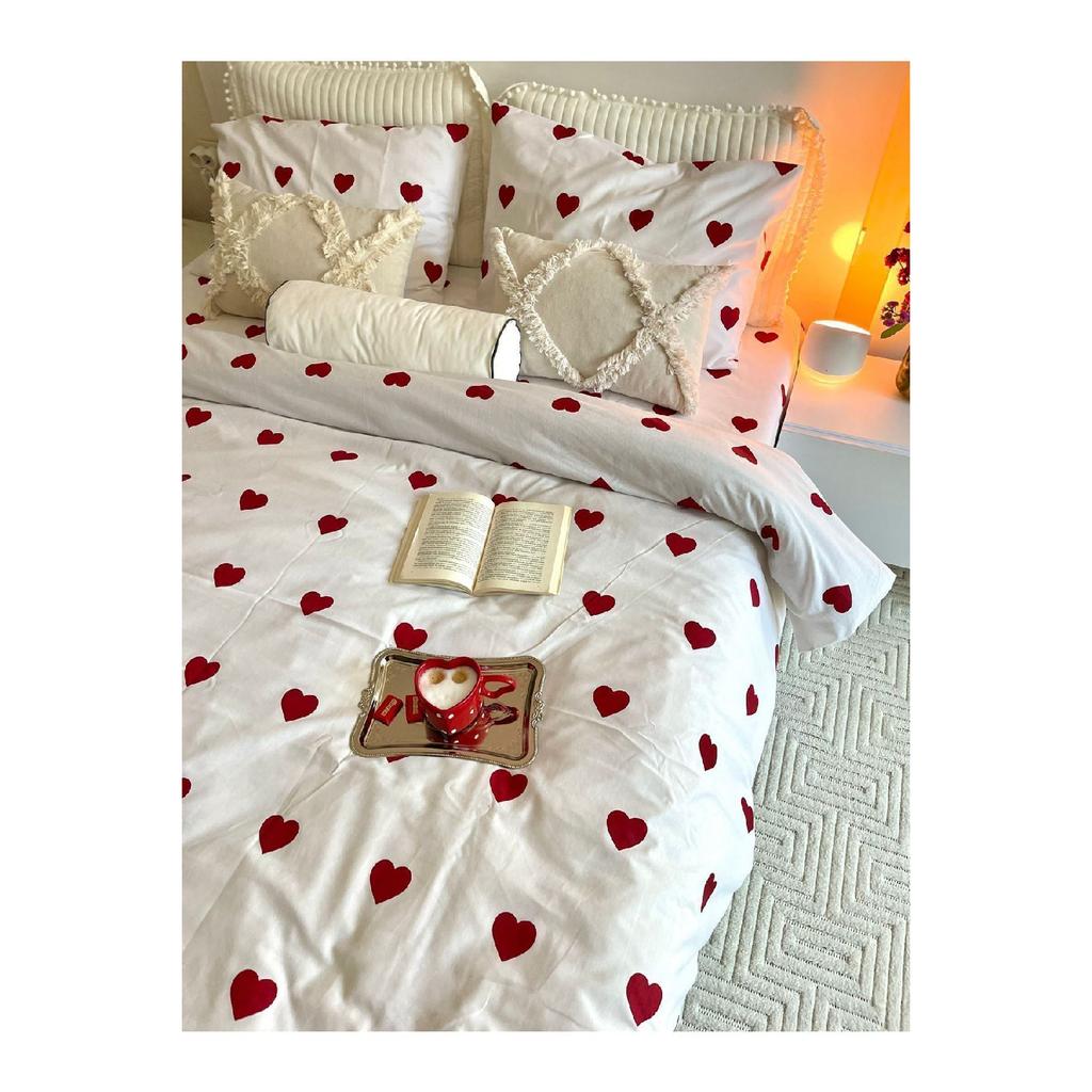 Herz-Bettbezug-Einzelset (ohne Bettwäsche)