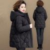 Dámské zimní zesílené bundy péřové bavlněné parky s kapucí prošívané dlouhé kapsy kabát středního věku dámský kabát
