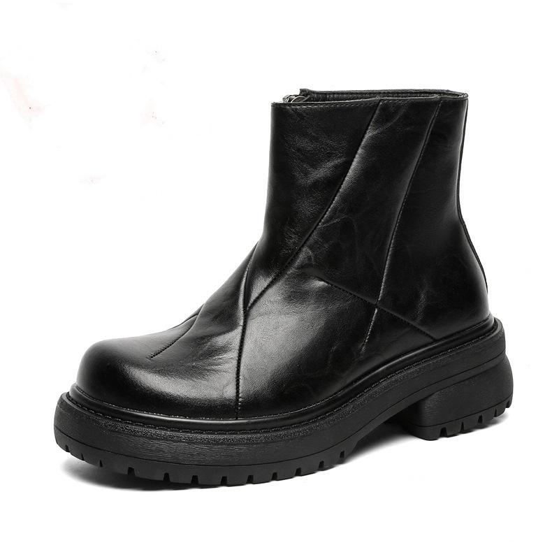 

big size mens casual hip hop rock chelsea boots designer genuine leather shoes cowboy platform boot cool autumn winter botas man 280 чорний