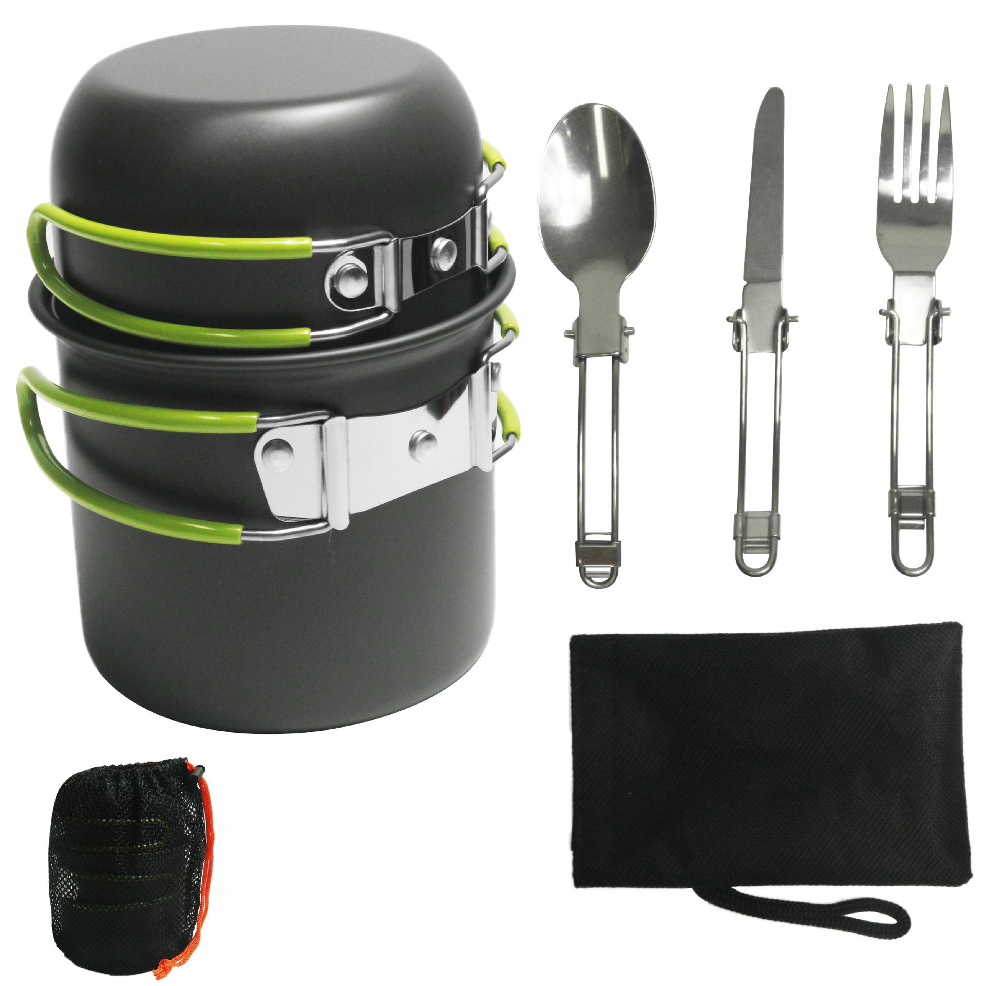 

Outdoor Goods, Outdoor Pot Set For 1-2 People, Portable Camping Cookware With Cutlery Ds-101