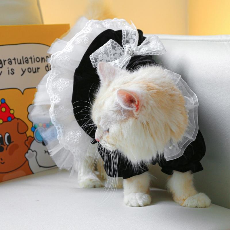 Dog Costume Dress Cat Clothes Cute Clothing Outfits Small Animal Lace Decors Apparel for Girl Cat Puppies Small Dogs