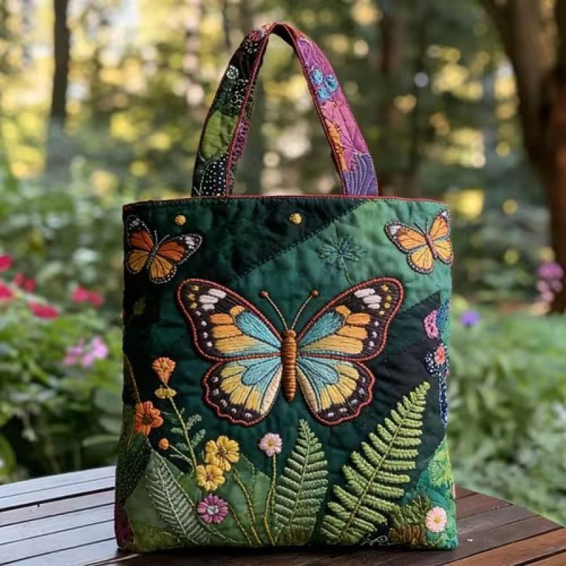 Bird Print Quilted Tote Bag - Fashion Shoulder Handbag Daily Use
